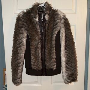 Faux Fur Brown and Gray Women's Jacket
